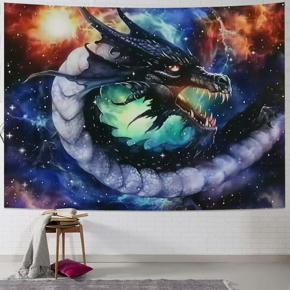 Shiartex Dragon Tapestry,Fantasy Galaxy Cloud Black White Dragon Yin Yang Tapestry, Colorful Tie Dye Tapestry Wall Hanging Hippie Fantasy Wall Tapestry for Bedroom Dorm Decorations Painting