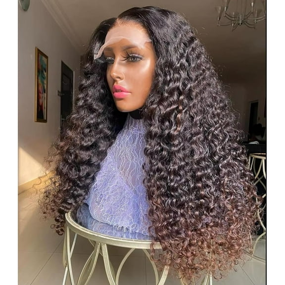 MM Deep Wave Lace Front Hair Wig 22-Inch, 13x4 HD Transparent Lace, 100% Brazilian Virgin Human Hair, Pre-Plucked with Baby Hair, 210% Density, Wet & Wavy Glueless Hair Wig