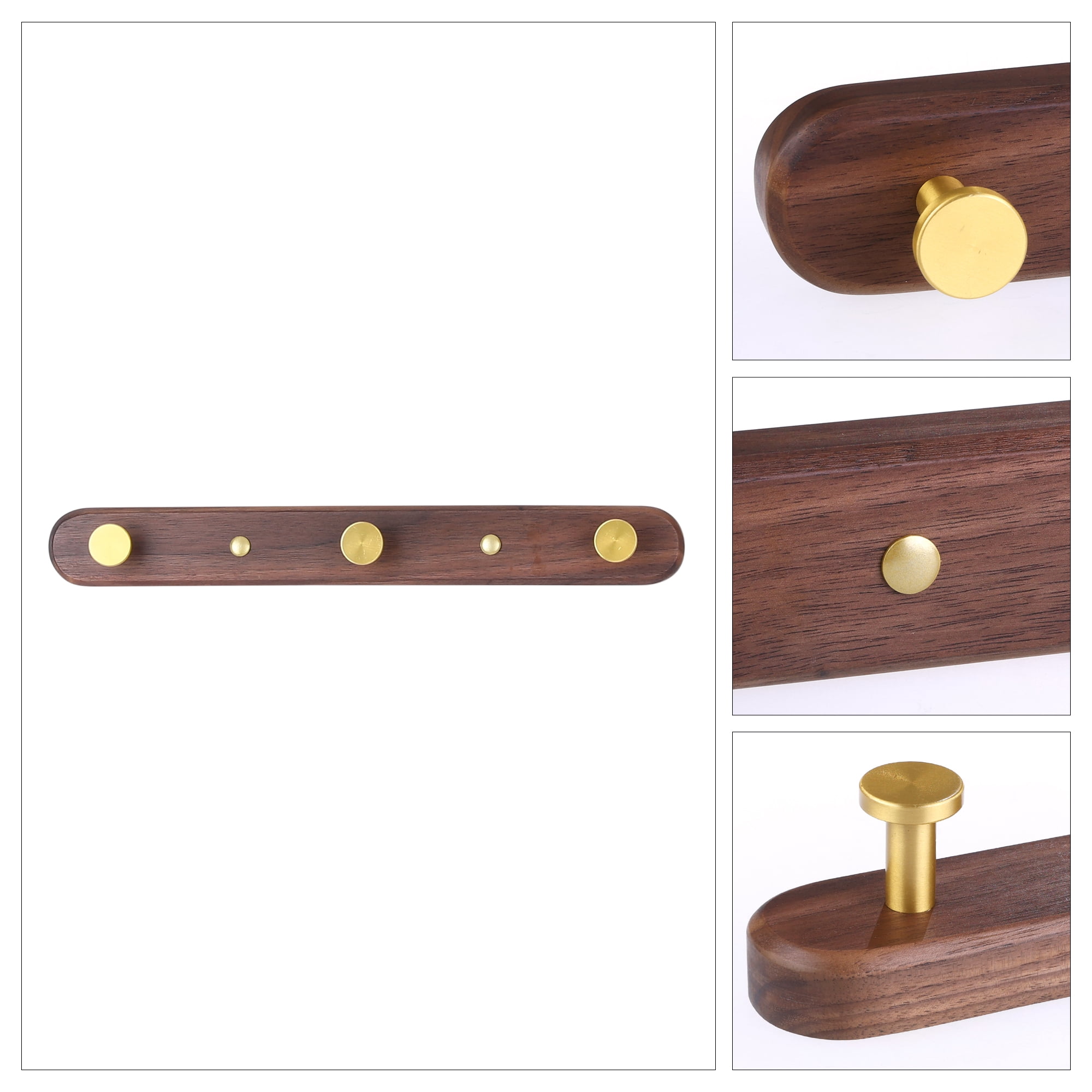 Unique Bargains 1 Pack Coat Rack Wall Mount Coat Hook Hat Rack with 3 Hooks Brown