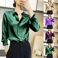 thumbnail image 2 of Satin Blouses for Women Dressy Silk Button Down Shirts Classic Lapel Long Sleeve Business Casual Tunic Tops, 2 of 5