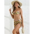 thumbnail image 4 of DARING DIVA Women's Floral Print Bandeau Bikini Sets 3 Pieces XS Yellow, 4 of 6