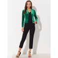 thumbnail image 3 of Chaqueta De Traje De Oficina De Negocios Con Solapa Y 1 Botón De Terciopelo Para Mujer Verde S, 3 of 5