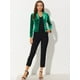 thumbnail image 3 of Chaqueta De Traje De Oficina De Negocios Con Solapa Y 1 Botón De Terciopelo Para Mujer Verde S, 3 of 5