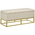 thumbnail image 1 of HOMCOM Storage Ottoman with Flip Top, Upholstered Storage Bench Beige, 1 of 9