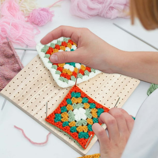 Uheoun Bulk Yarn Clearance Sale for Crocheting, DIY Wool Woven Blocking Pad  23.5 * 23.5 * 2cm Square Crochet Shaping Machine With 20 Shaping Needles 