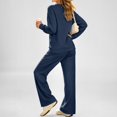thumbnail image 6 of Women's 2 Piece Lounge Set Crewneck Sweatshirt and Wide Leg Pants Relaxed Casual Fall Fleece Matching Outfit Set, 6 of 6