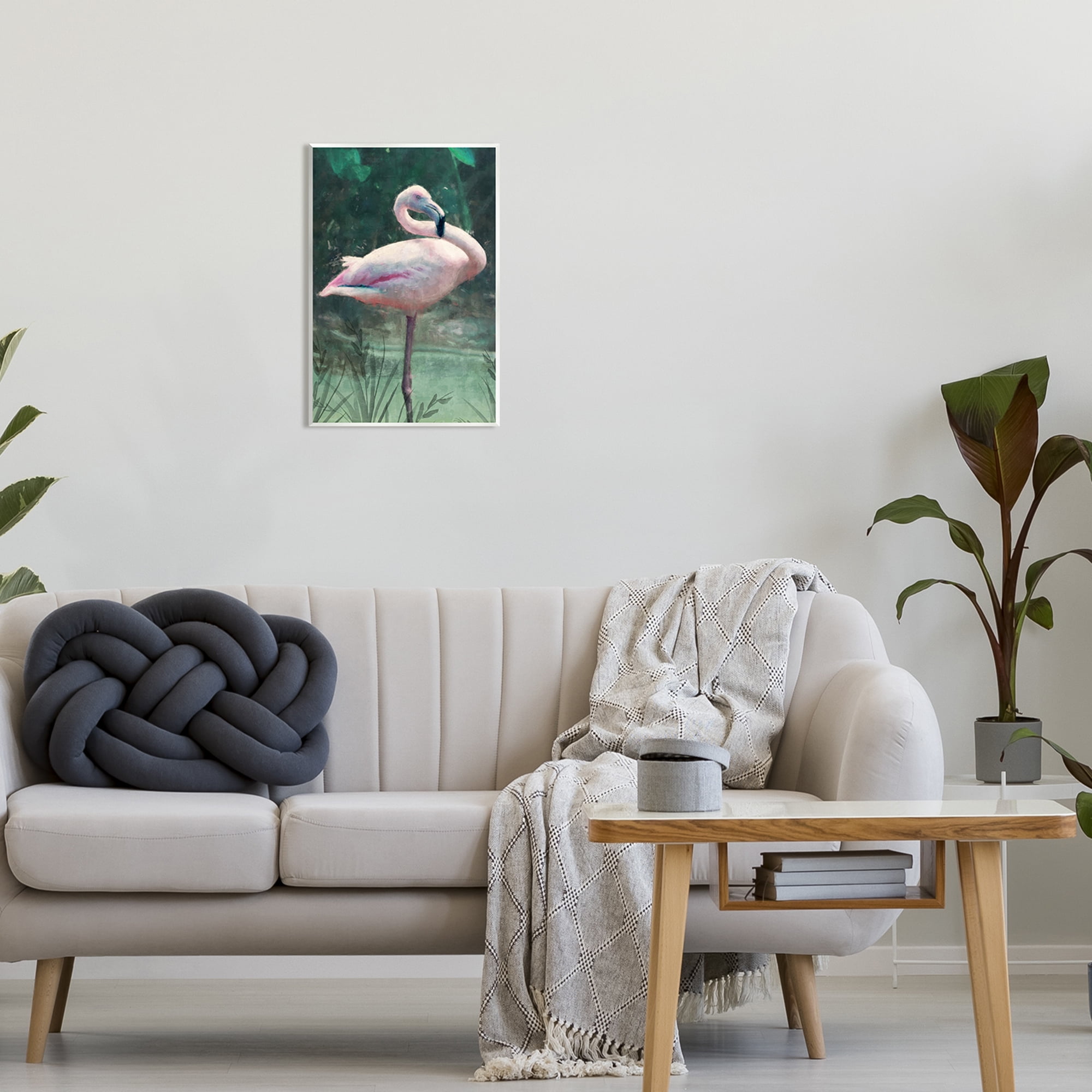 Stupell Industries Flamingo Tropical Jungle Pond Animals & Insects Painting Unframed Art Print Wall Art