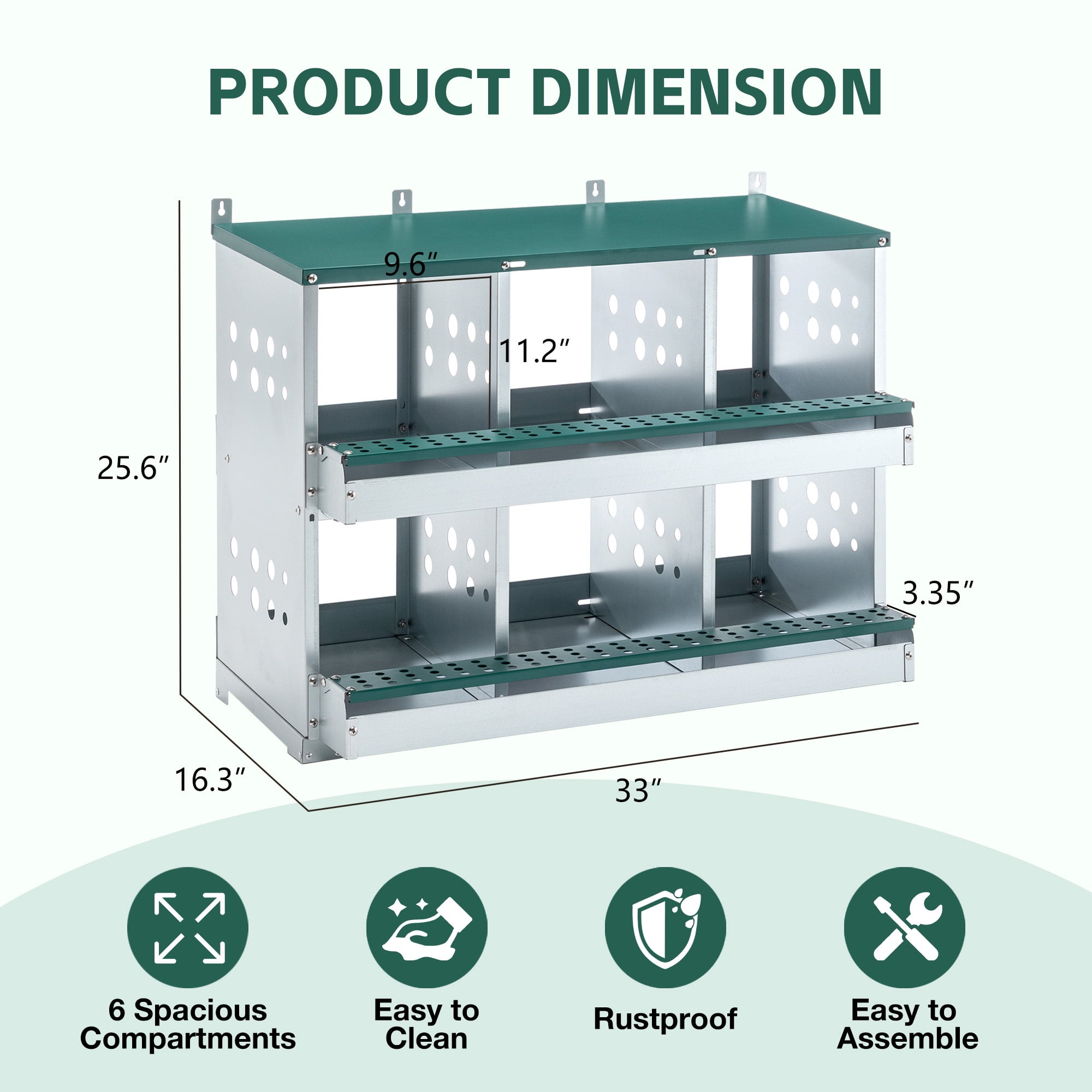 Leumius 6 Compartments Chicken Nesting Box for Laying Eggs, Roll Away Chicken Laying Boxes for Outdoor Chicken Coop Farm Yard