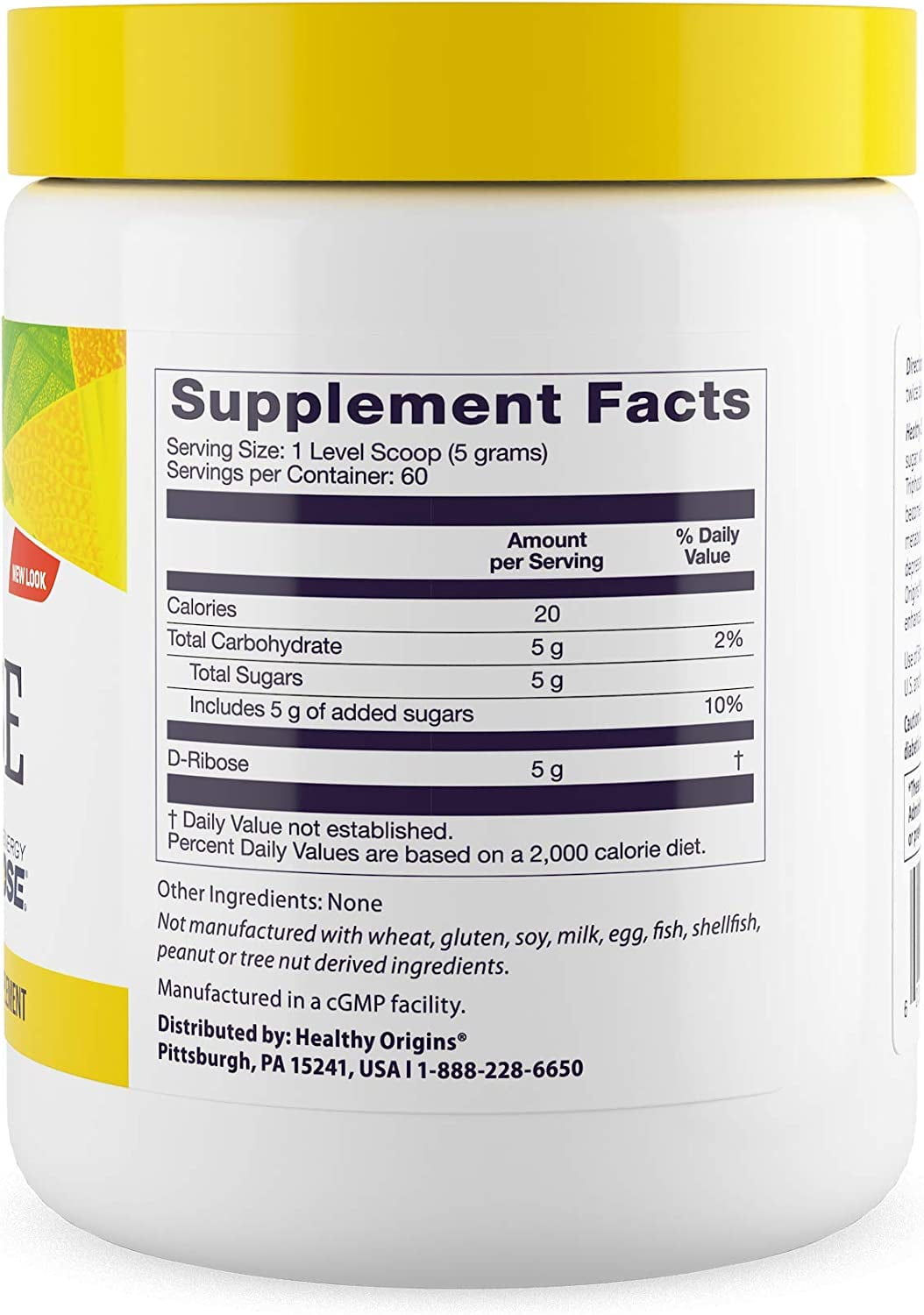 Healthy Origins Natural D-Ribose Powder, 60 Servings