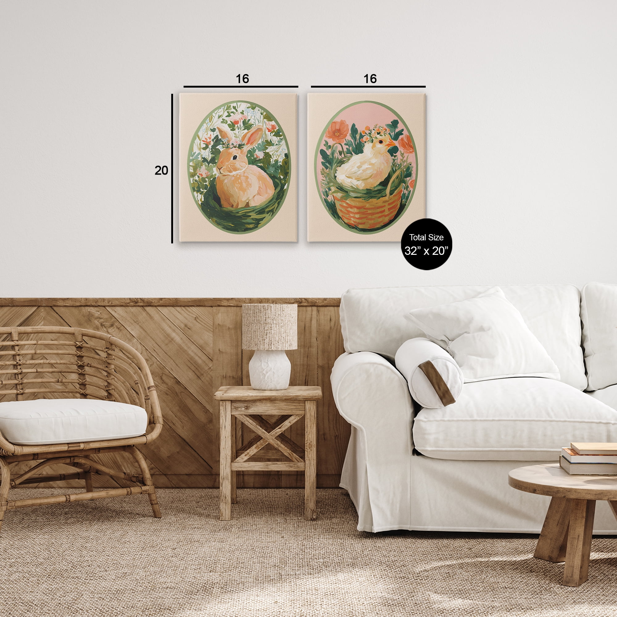 Stupell Industries Bloom Nest Animals 2 Piece Canvas Wall Art Set, design by Yen