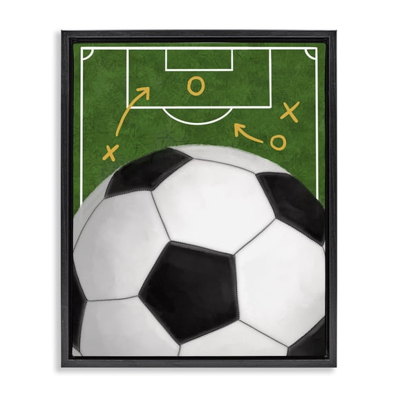 Stupell Industries Soccer Field & Ball Black Framed Floater Canvas Wall Art, design by Jennifer Stith