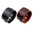 thumbnail image 4 of Guardurnaity Brazalete de cuero para hombre y mujer, joyería decorativa, ajustable, de moda, correa ancha personalizada, regalo de Cuidado del cabello Marrón Guardurnaity CE014748-02, 4 of 5