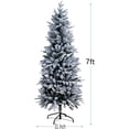 thumbnail image 3 of 7ft Snow Flocked Pencil Christmas Tree with Lights,Pre-Lit Artificial Xmas Tree for Home,Office,Party,Holiday Decoration w/ 400 Warm White Lights,980 Branch Tips,Metal Hinges & Foldable Base, 3 of 10