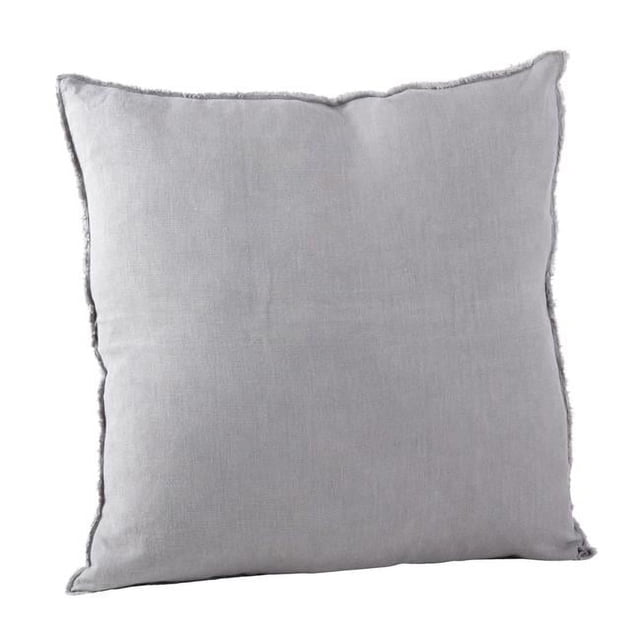 SARO 13049.PW20S 20 in. Square Fringed Design Linen Pillow with Down Filled Pewter