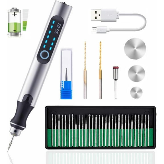 USB Rechargable Engraving Pen with 35bits,Mini Electric Engraver Etching Machines Cordless Rotary Tools Engraved Jewelry Stone Metal Plastic Wood Resin Model