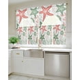 thumbnail image 4 of Red Sage Green Starfish Coastal Swag Valance and Tier Curtains 36'' Length Set, Beach Nautical Coral Sea Light Filtering Kitchen Curtains, Tier Curtain Valances for Bathroom/Living Room/Bedroom/Café, 4 of 6