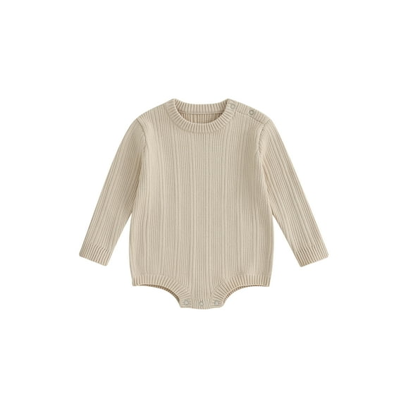 Bagilaanoe Newborn Baby Girl Boy Rompers Sweater Solid Long Sleeve Knit Bodysuits 3M 6M 9M 12M 24M Warm One Piece Short Jumpsuit