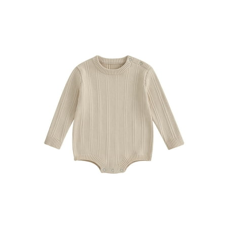 

Toddler Baby Knit Sweater Romper Solid Color Warm Long Sleeve Jumpsuit