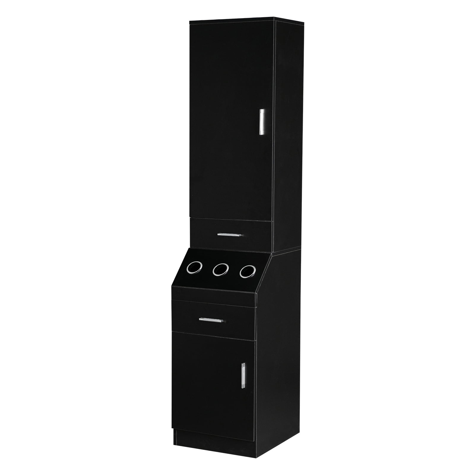 Ktaxon Wall Mount Salon Station, Barber Stations Hair Styling Storage Cabinet, 2-Tier Storage Shelf with Door, 2 Drawer, a Large Storage Cabinet, 3 Hot Tool Holders