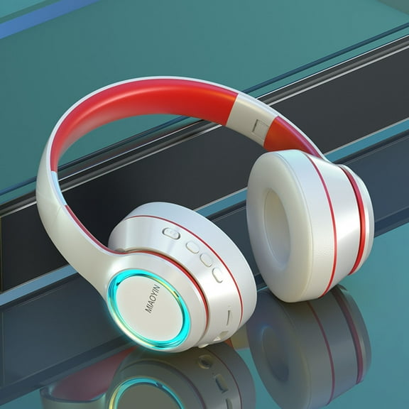 QTOCIO Bluetooth Headphones, 5.2 Bluetooth Headset Sports Game Heavy Bass Headset Super Led Cool Light Effect, Waterproof And Sweat, Folding And Storing Perfect Gifts