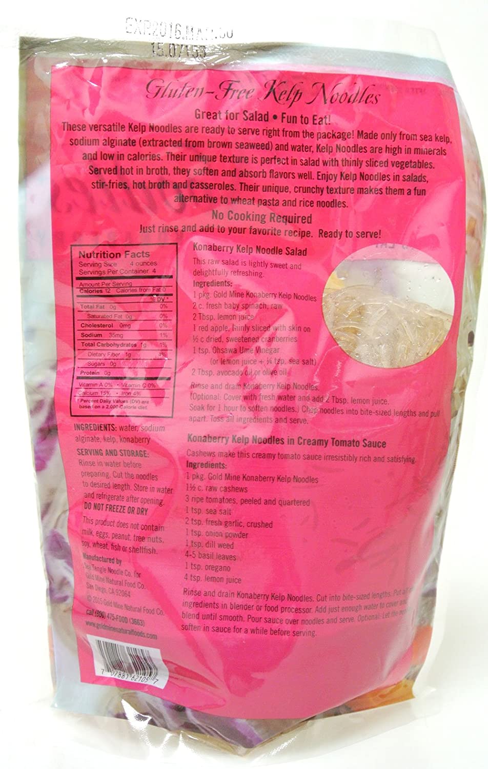 Gold Mine Kelp Noodles, Kona Berry, 12 Count - Walmart.com