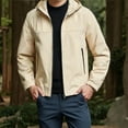 thumbnail image 2 of sususu Winter Jackets For Men ,Solid Color Hooded Zipper Jacket Casual Loose Sports Comfortable Outdoor Jacket,Beige,XL, 2 of 4