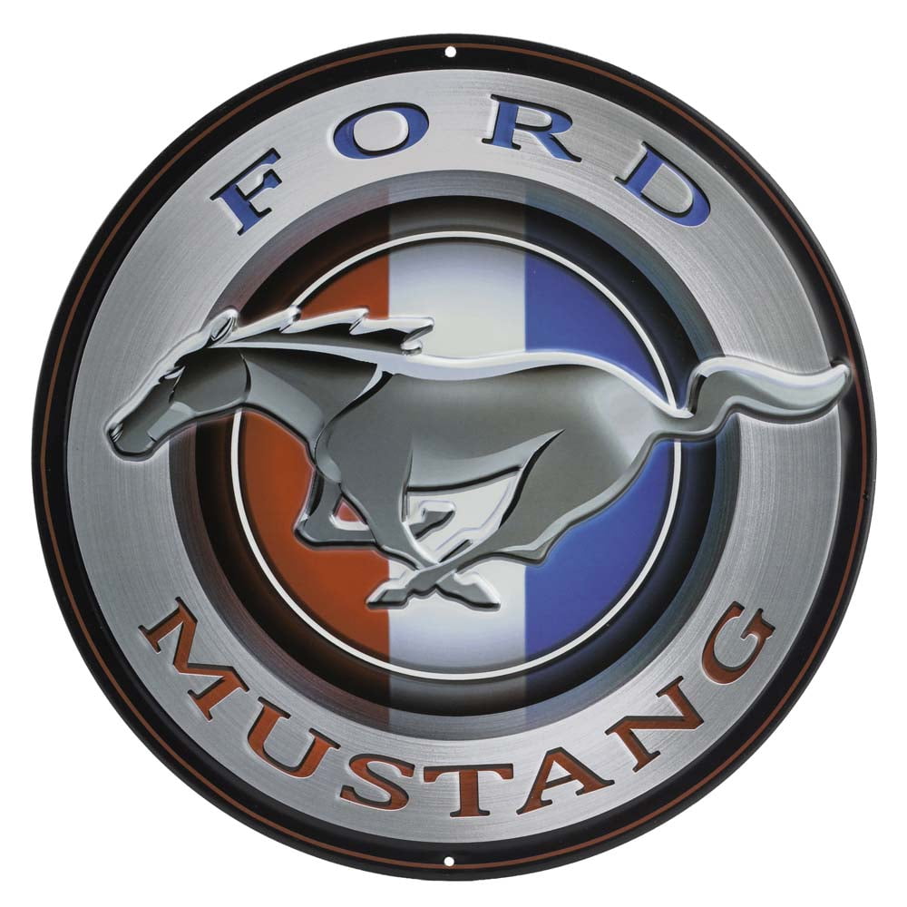 Ford Mustang Round Embossed Metal Sign