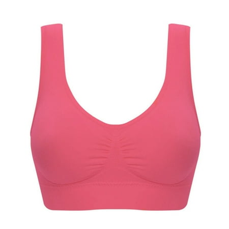 MLCDZ Plus Size Women s High Support Seamless Sports Bra Wirefree Yoga Bra Comfort Stretchy Wireless Full Coverage Ruched Push Up Bra Everyday Wear T-Shirt Bra Watermelon Red L