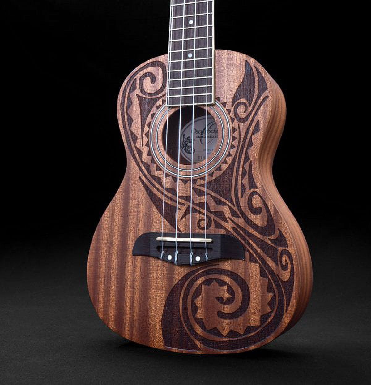 Oscar Schmidt  Baritone Mahogany Ukulele, Satin Finish & Hawaiian Tattoo