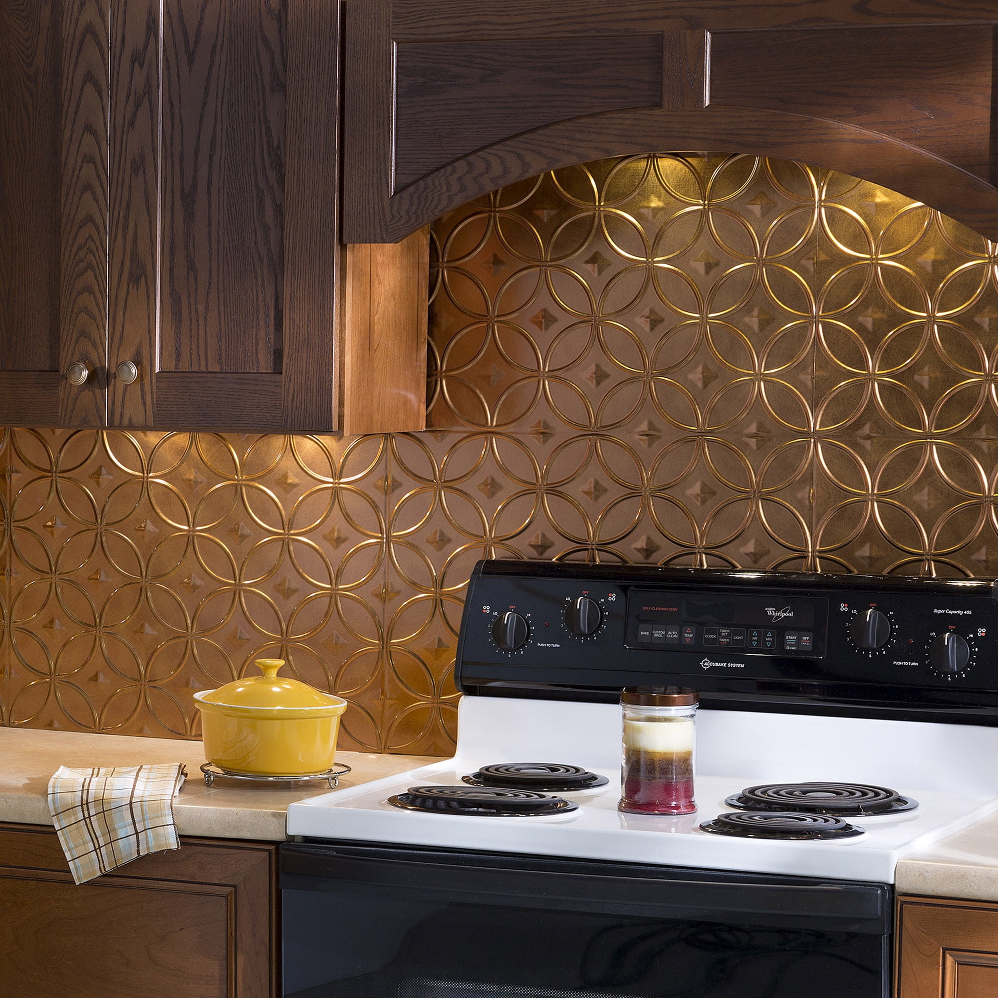 FASÄDE Rings Decorative Vinyl Backsplash 15 sq ft Kit in Antique Bronze