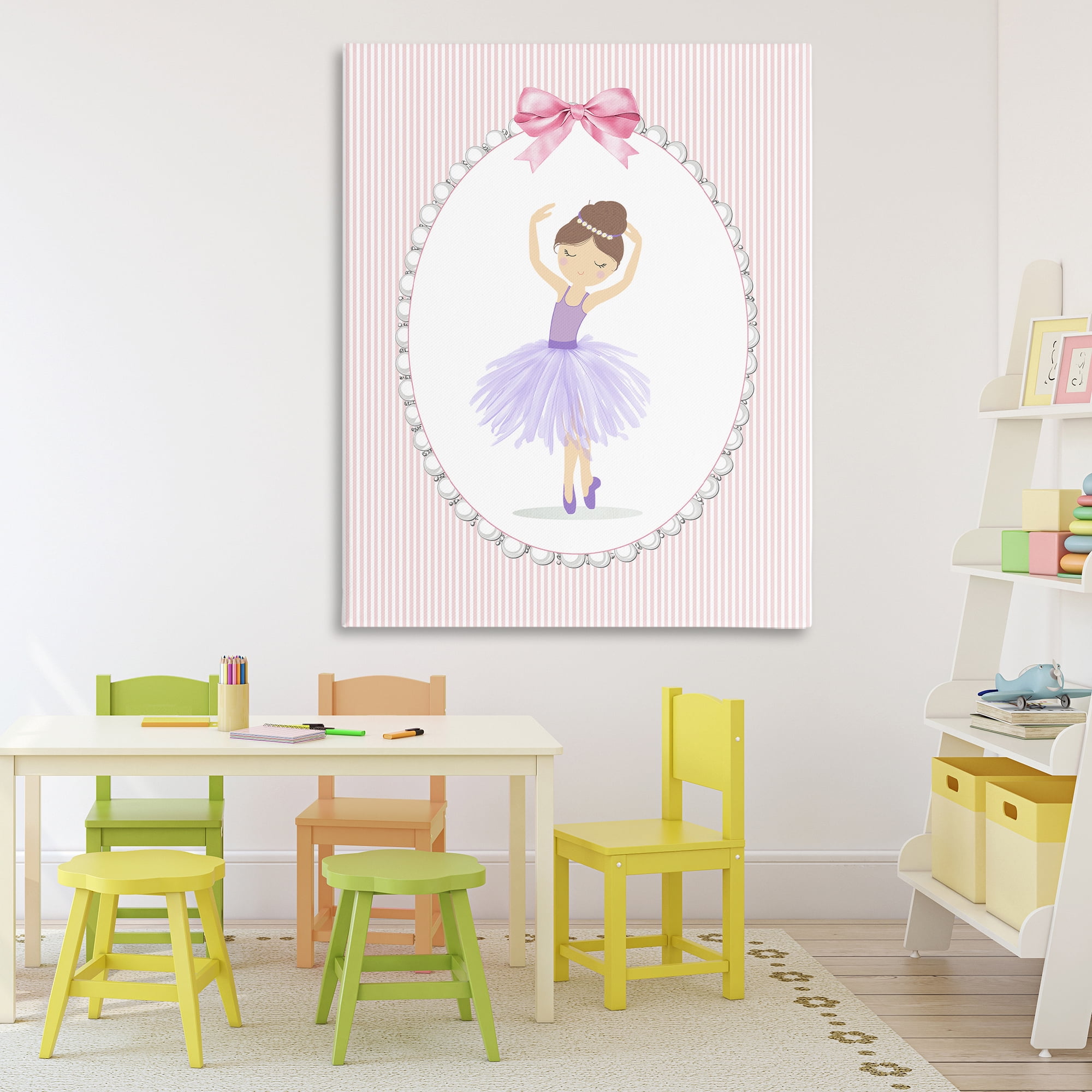 Stupell Industries Graceful Dance on Stripes Canvas Wall Art, design by Christine Simpson Art
