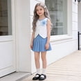 thumbnail image 5 of Owordtank Girls Summer 2 Piece Outfits Sleeveless Button Down Vest with A-Line Cute Pleated Mini Skirt for 2-8 Years, 5 of 8