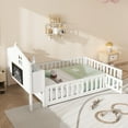 thumbnail image 3 of Bellemave Full Size Montessori Bed with Bookcase,Wooden Floor Bed with Fence Rails and Door, Full Playhouse Beds with Storage Headboards, No Box Spring Needed (White), 3 of 8