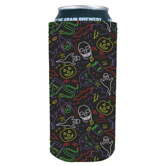 Halloween Neon Pattern 16 oz. Can Coolie