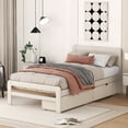thumbnail image 2 of Modern Design Solid and Stable Twin Size Platform Bed Frame with 2 Drawers (White Washed), 2 of 10