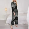 thumbnail image 3 of Honeii Black Spiders print Women's Pajama Sets Long Sleeve Button Down Sleepwear Nightwear Soft Pjs Lounge Sets-Large, 3 of 7