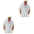 thumbnail image 3 of Sonducket Camisa con botones para hombre, camisetas de diseño Simple de Color sólido para caminar en la playa de verano para niños, ropa de Blanco XXL 2Conjunto, 3 of 6