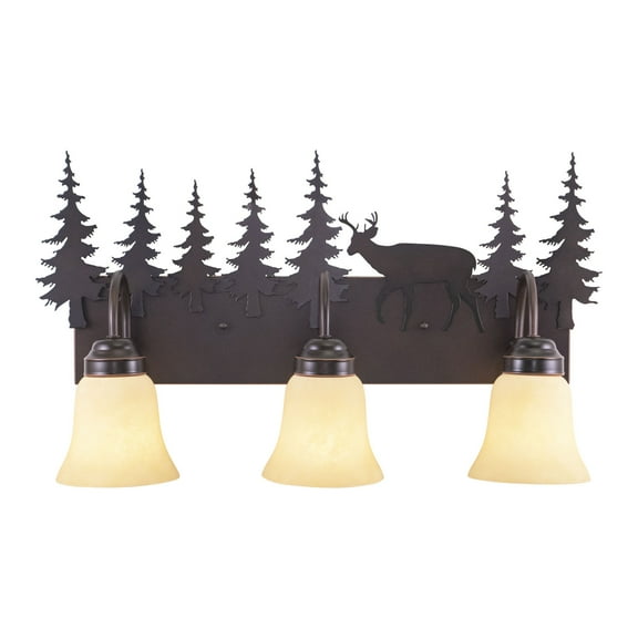 Bryce 3 Light Bronze Rustic Deer Bathroom Vanity Fixture