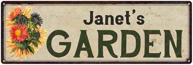 Welcome to Janets garden hanging shovel sign