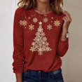 thumbnail image 4 of Yourumao Christmas Shirts for Women Long Sleeve Xmas Tree Graphic Tees Plus Size Crewneck Loose Casual Tshirts for Winter Party, 4 of 8