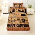 thumbnail image 3 of Erosebridal Happy Camping Adventure Twin Sheet Sets,Rustic Cabin Vintage Wooden Planks Bedding For Adults 3pcs, 3 of 6
