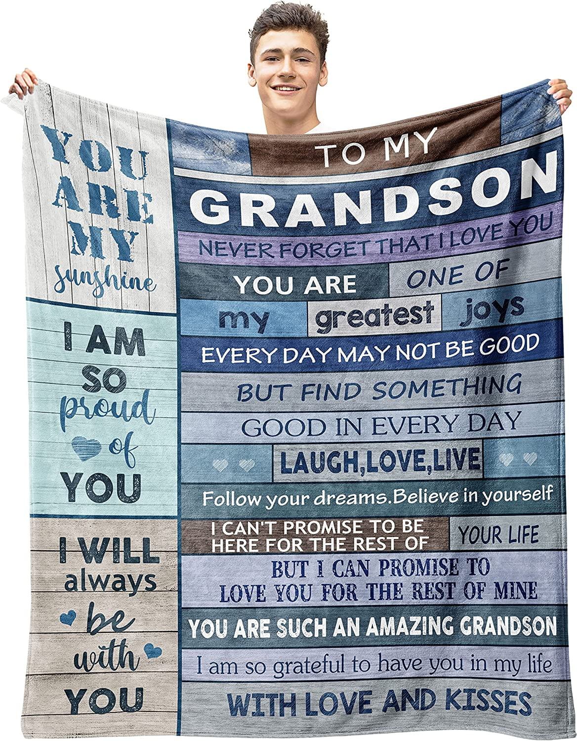 Grandson Gifts from Grandma Grandpa Blanket 60"x50", Grandson Gifts