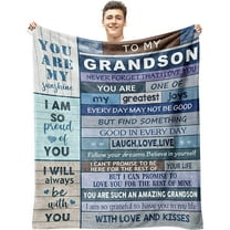 Grandson Gifts from Grandma Grandpa Blanket 60"x50", Grandson Gifts Throw Blanket, Gifts for Grandson Blankets Throws, Grandson Gift Ideas Blankets for Birthday Graduation Christmas