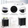 thumbnail image 5 of 15 Drawer Rolling Storage Cart, Drawer Organizer with Wheels, Scrapbook Paper Office School Organizer, Black, 5 of 6
