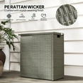 thumbnail image 6 of Outsunny 17-Gallon Small Deck Box, UV Resistant Wicker Outdoor Storage Box with Slatted Acacia Wood Top for Patio Cushions and Garden Tools, Gray, 6 of 9