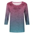thumbnail image 5 of Rciityk Womens Summer 3/4 Sleeve Shirts Round Neck Printed Trendy Tops Casual Loose Pullover Blouses - Fall Savings Clearance, 5 of 5