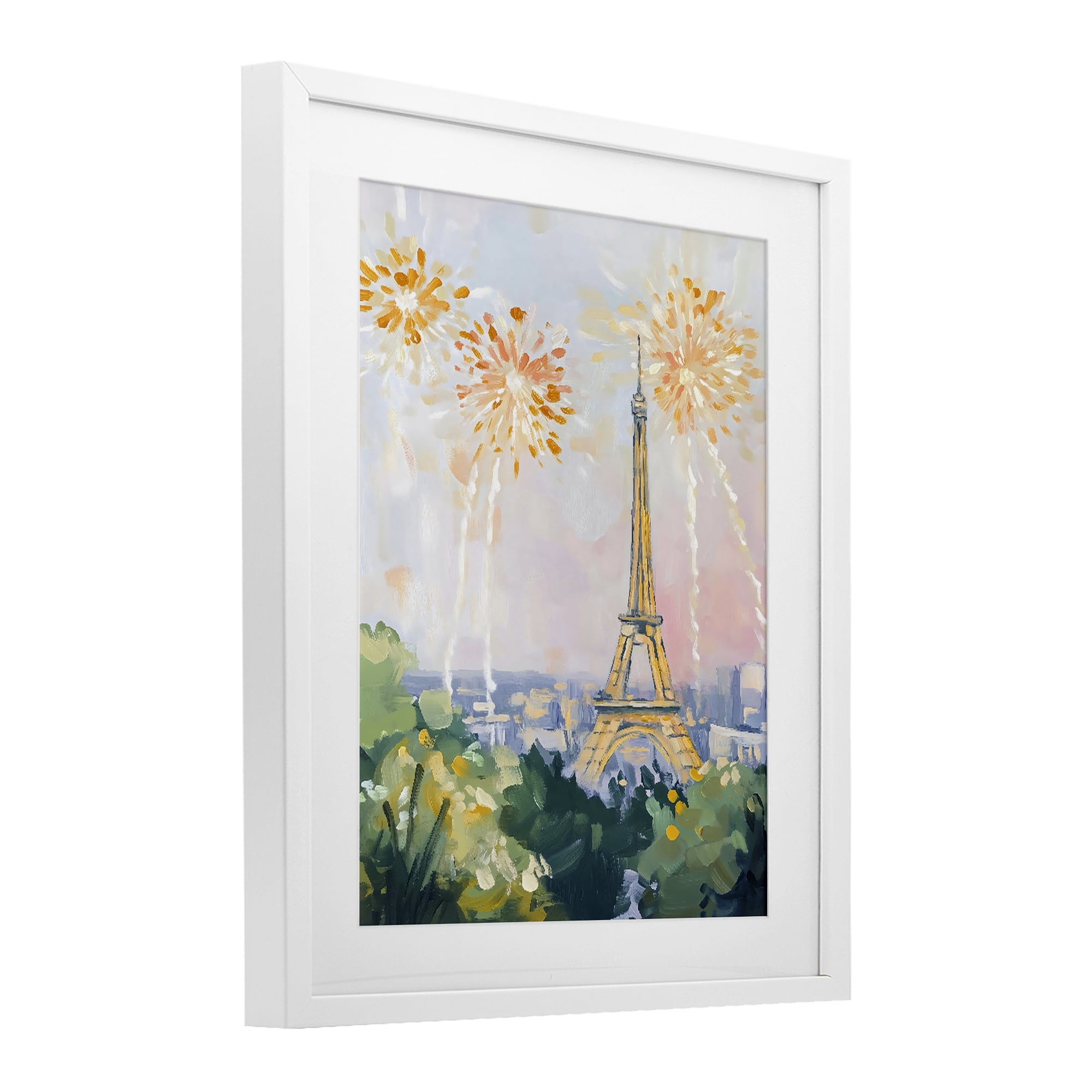 Stupell Industries Fireworks in Paris White Framed Print Under Glass, design by The Prints Vibe