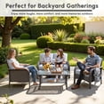 thumbnail image 4 of Ovios 4 Pieces Wicker Outdoor Patio Furniture with Coffee Table High Back All Weather Rattan Outdoor Sectional Conversation Set for Backyard Porch Garden, Gray, 4 of 10