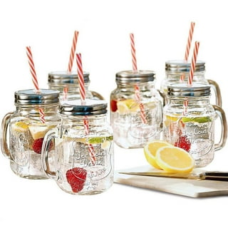 Glaver's Mason Drinking Jars – Set of 4, 16 Oz Clear Glass Jars – With  Convenient Handle and Ice-Col…See more Glaver's Mason Drinking Jars – Set  of 4