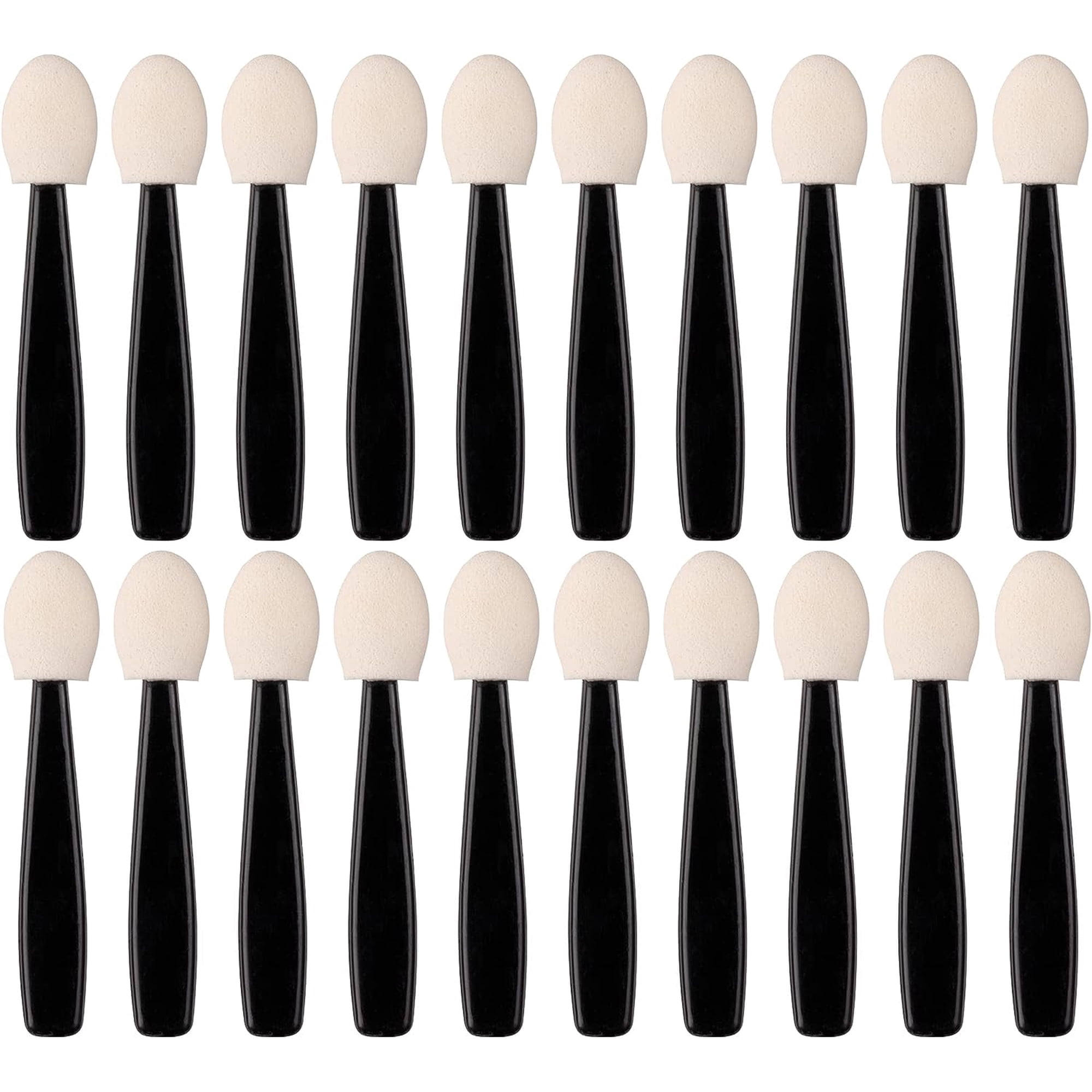 Disposable Oval Soft Sponge Eyeshadow Face Brushes Set Makeup Eye Shadow Applicator Cosmetic MUA Wands Sticks Beauty Tool Application, 20 Pack, Black
